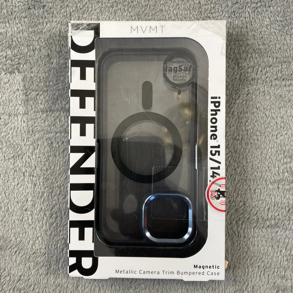 MVMT Phone Case Unisex iPhone 15/14/13 Black Defender MagSafe Metallic Trim Case